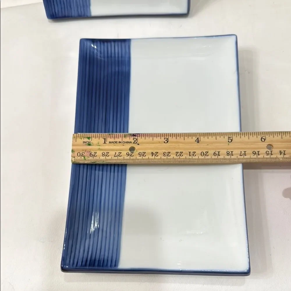 Pier 1 Elegant Blue White Sushi Dinnerware Collection 8 X 5 1/2 Japan Rectangle
